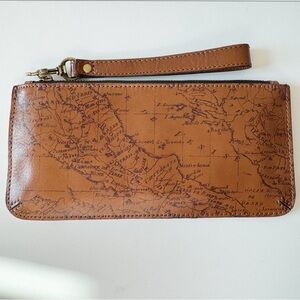 Patricia Nash Printed Map Leather Wristlet